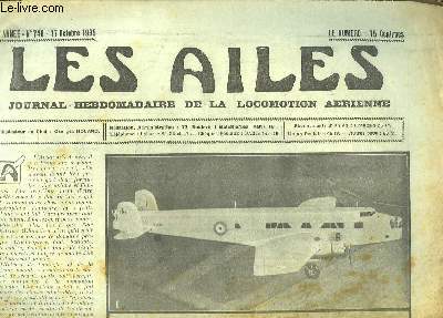 Les Ailes N748 - 15me anne. Journal Hebdomadaire de la Locomotion Arienne. L'Avion commercial Brguet-Wibault 