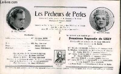 Programme Officiel du Grand Thtre de Bordeaux : Les Pcheurs de Perles. Opra en 3 actes, paroles de E. Cormon et Carr.