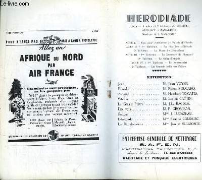Programme Officiel du Grand Thtre de Bordeaux : Hrodiade. Opra en 1 acte et 7 tableaux de Milliet, Gremont et Zanardini.