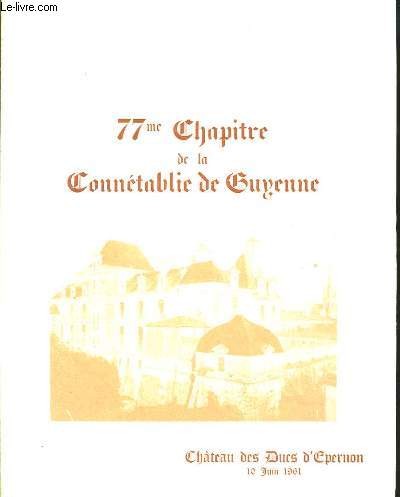 77me Chapitre de la Conntablie de Guyenne. Menu du 10 juin 1961