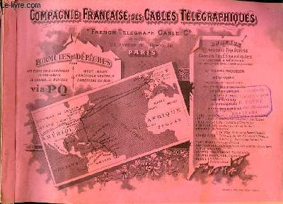 Carnet de Formules Tlgraphiques - 1913, de la Compagnie Franaise des Cables Tlgraphiques. Provenant d'une Archive d'un Armateur de Pche  la Morue de Bgles (Gironde - 33). Saint-Pierre Miquelon.