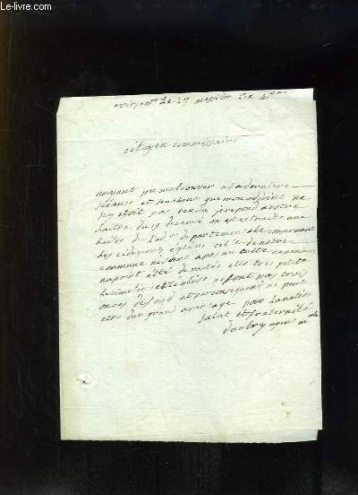 Lettre manuscrite  la plume. Virsac, Cimetire et Eglise.