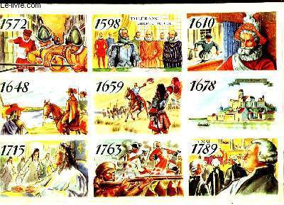 4 planches chronologiques, retraant en vignettes couleurs, l'Histoire de France de 1572  1944.