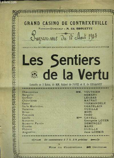 Programme du Grand Casino de Contrexeville, du 17 aot 1904 : 