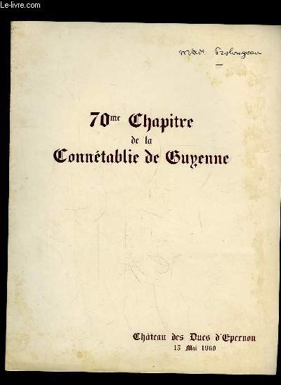 Menu du 70me Chapitre de la Conntablie de Guyenne.