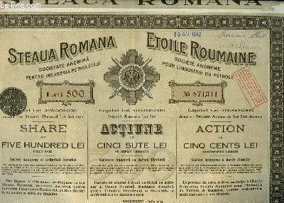 1 ACTION DE CINQ CENTS LEI - Etoile Roumaine.