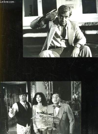 Lot de 4 photographies de Jean-Paul Belmondo et Michel Galabru, extraites de films.