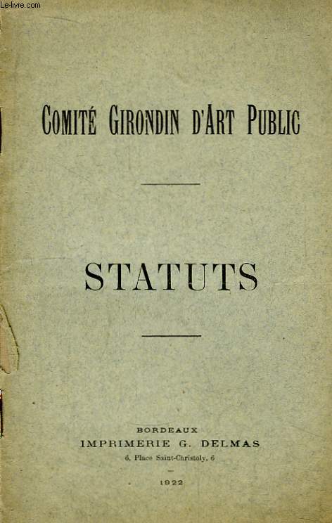 Statuts du Comit Girondin d'Art Public.