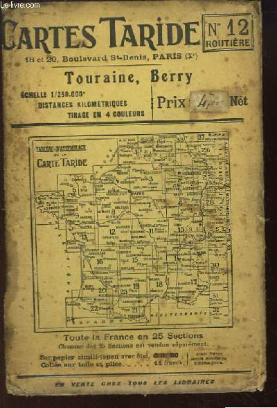 Carte Routire Taride N12 : Touraine, Berry