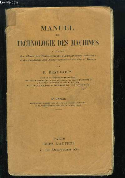Manuel de Technologie des Machines.