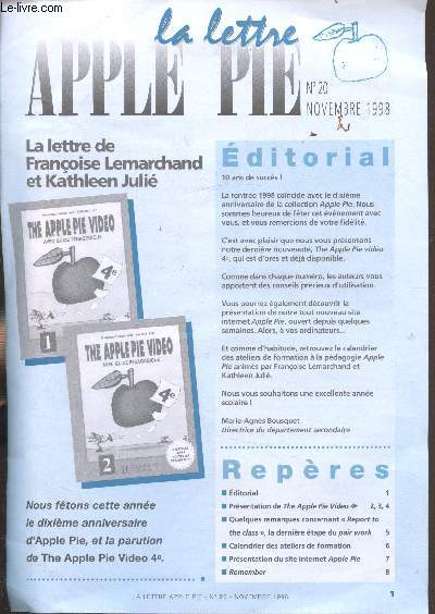 La lettre Apple Pie - n20 - Novembre 1998 - The apple Pie Vido 4e .
