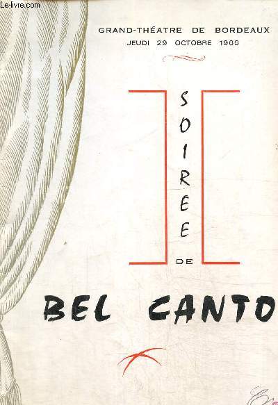 Soire de Bel Canto - Jeudi 29 octobre 1966 - Programme officiel