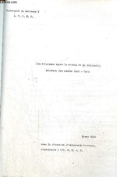 Les relations entre le cinma et la tlvision, panorama des annes 1960-1975