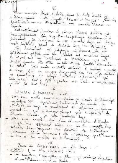 Lot de documents et notes sur la loge maonnique 