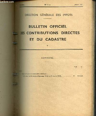 Bulletin Officiel des Contributions Directes et du Cadastre, n5 bis (javnier 1961)