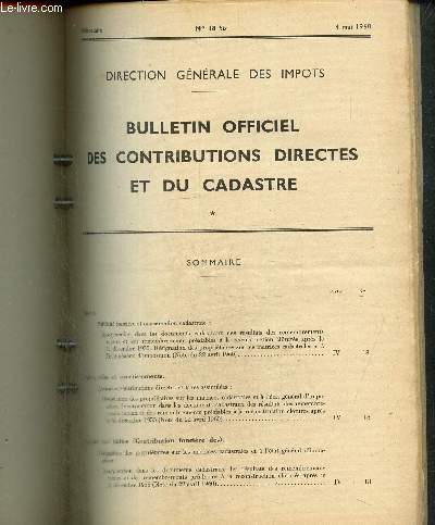 Bulletin Officiel des Contributions Directes et du Cadastre, n18 bis (4 mai 1960