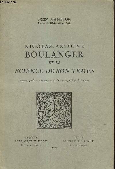 Nicolas-Antoine Boulanger et la science de son temps