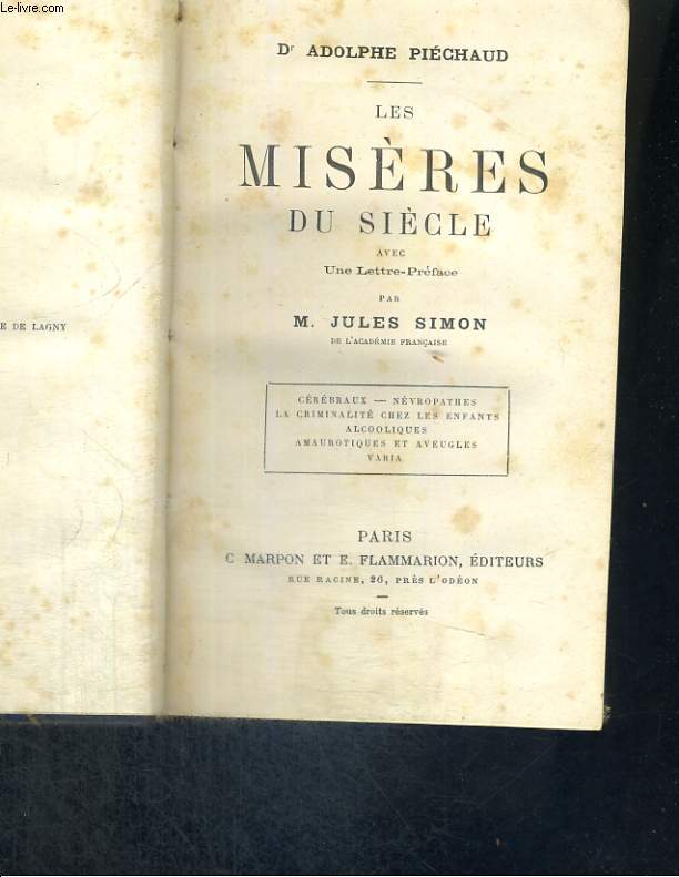 Les misres du sicle avec une lettre-prface par Jules Simon