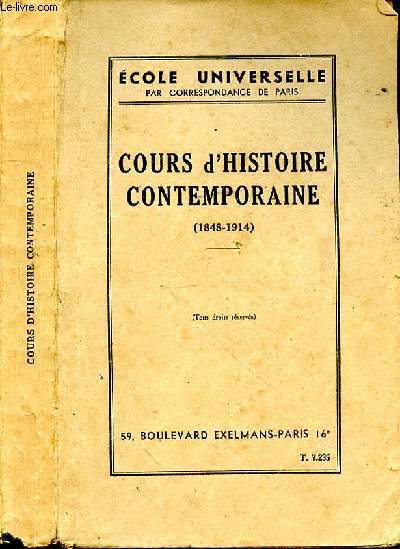 COURS D'HISTOIRE CONTEMPORAIN 1848-1914